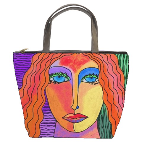 Small Handbag Tote Bag Printed with My Funky Abstract Portrait of a Woman