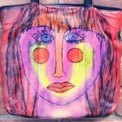 Hand Painted Handbag with My Funky Abstract Portrait of a Woman