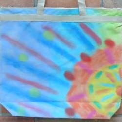 Hand Painted Large Tote Bag with My Funky Abstract Painting