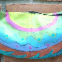 Hand Painted Handbag Hand Painted Purse with Funky Abstract Sunburst Painting